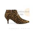 thumbnail image 4 of BLISSFUL STEP Women's Ankle Boots Pointed Toe Kitten Heels Side Zip Faux Suede Booties  Leopard 7, 4 of 6