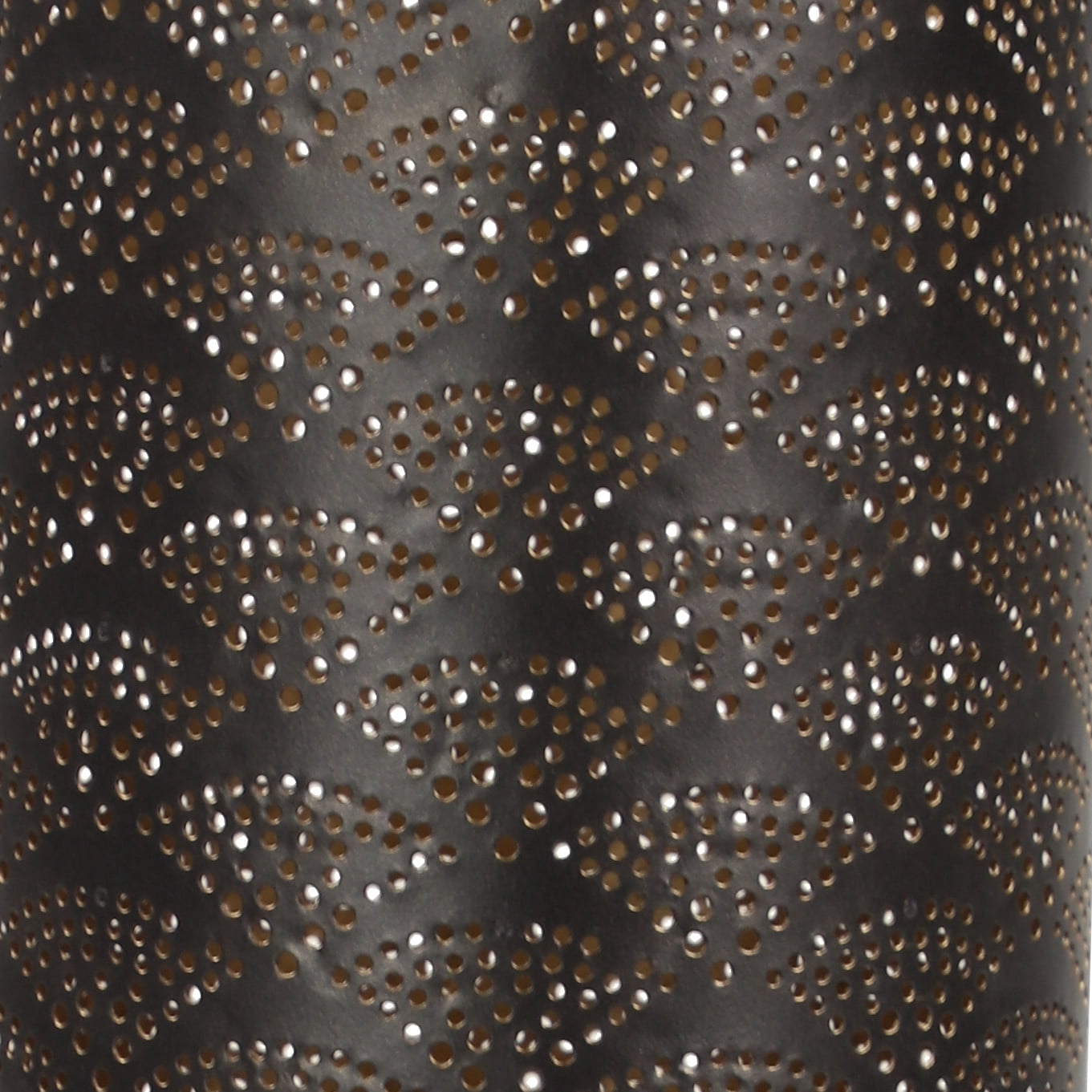 DecMode Modern Style Large Black Cylinder Metal Lantern with Pierced Metal Boho Pattern on Metal Base, 10” x 23”