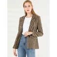 thumbnail image 4 of Blazers para mujer Chaqueta tipo blazer a cuadros con solapa con muesca Boyfriend Café M, 4 of 6
