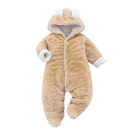

LBECLEY Cactus Baby Clothes Boys Girls Long Sleeve Winter Fleece Solid Rabbit Ears Hooded Jumpsuit Romper Cute Rompers for Little Girls Khaki 74