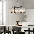 thumbnail image 6 of HOOMEDELIER 6-Light Modern Water Ripple Glass Black Electric Luxury Round Drum Crystal Chandelier, 6 of 18