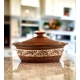 thumbnail image 2 of STPgoods Handmade Red Clay Stoneware Baking Pot for Cooking with Lid Engobe Décor 3.2 Qt (3 L) Clay Baking Pan, 2 of 7