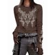 thumbnail image 1 of Camisetas Gráficas para Mujeres, Adolescentes, Estética Grunge, Gótica, Y2k, Básica, de Punto, Larga, Otoño. Café M, 1 of 8