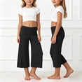 thumbnail image 2 of Oiyii Girls Summer Pants Solid Pleated Waist Wide Leg Boggy Cropped Pants, Sizes 5-14Y, 2 of 7