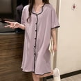 thumbnail image 5 of Plus Size M-4XL Women‘s Nightgown Summer Sweet Short Sleeve Home Dress Ice Silk Night Skirt Cardigan Cute Korean Night Gown, 5 of 7
