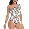 thumbnail image 3 of Wukai Christmas Elements Chic One Shoulder Swimwear with Ruffle Design and Tummy Control Skirt: Fashionable, Supportive, Comfortable for Beach-Large, 3 of 7