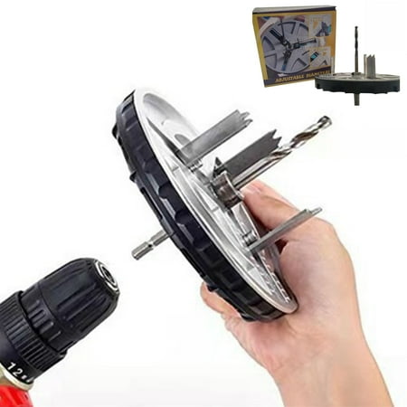 

Gobwell Clearance Deal! Adjustable Hole Saw with Adjustable Hole Cutter for Woodworking Inch Hole Saw Kit for Drywall Wood Plywood Plastic Soft Plaster Adjustable Punch Saw