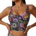 thumbnail image 3 of Goofa Vintage Floral Printed Sports Bras for Women, High Impact Running Bra Workout Crop Tank Tops Longline Sports Bra Push up-Medium, 3 of 9