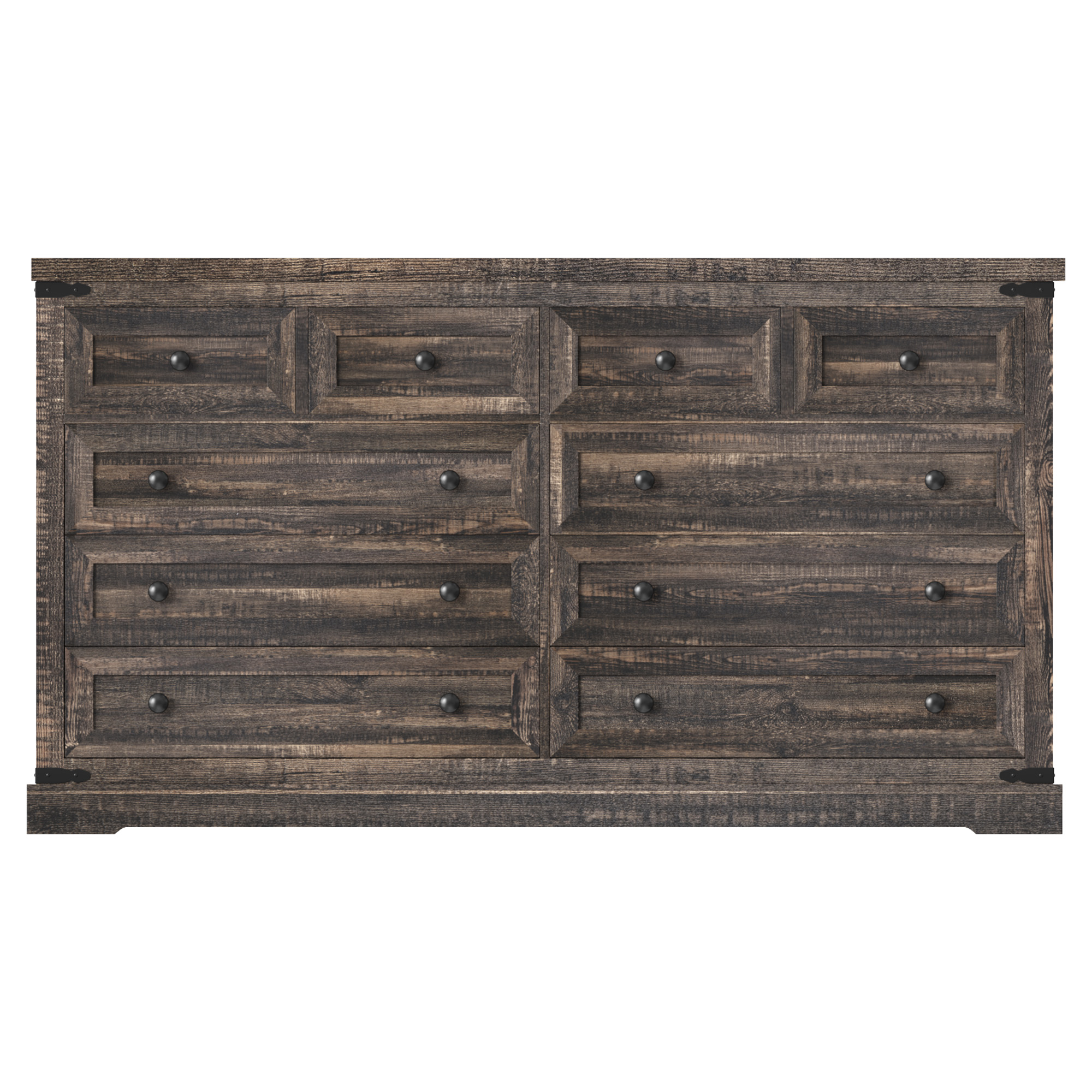 EnHomee 10 Drawers Wood Dresser for Bedroom Furniture 55" Wide Dressers & Chests of Drawers with 10 Deep Drawers, Dark Rustic Oak
