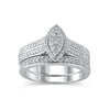 1/2 Carat T.W. (I3 clarity, J-K color) Forever Bride Marquise Shaped Halo Diamond Composite Bridal set in Sterling Silver, Size 9