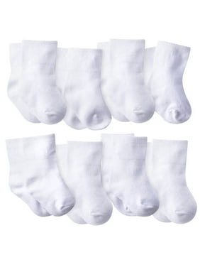 Gerber Wiggle-Proof White Jersey Ankle Bootie Socks, 8-pack (Baby Boys or Baby Girls, Unisex)