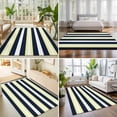 thumbnail image 4 of Area Rugs 4'x6'. Yellow Navy Blue Striped Carpet Runner Indoor Outdoor Rugs Home Decor Aesthetic, Neutral Minimalist Lines Non Slip Mats Washable Accent Rug for Living Room Bedroom, 4 of 8