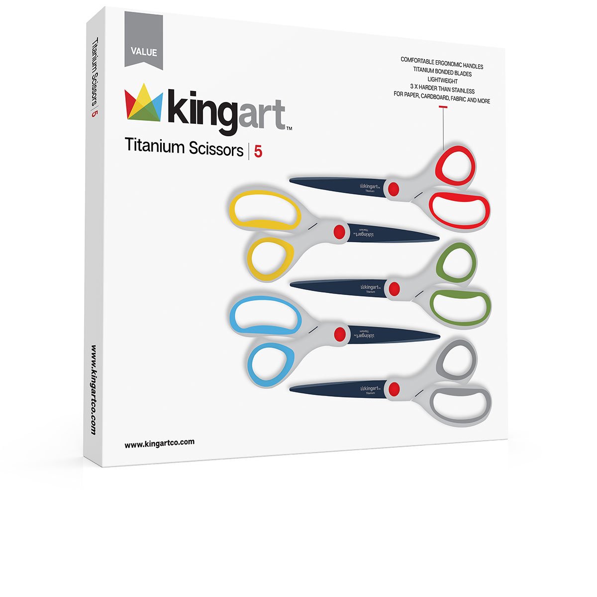 KINGART™ Titanium Scissors, Set of 5