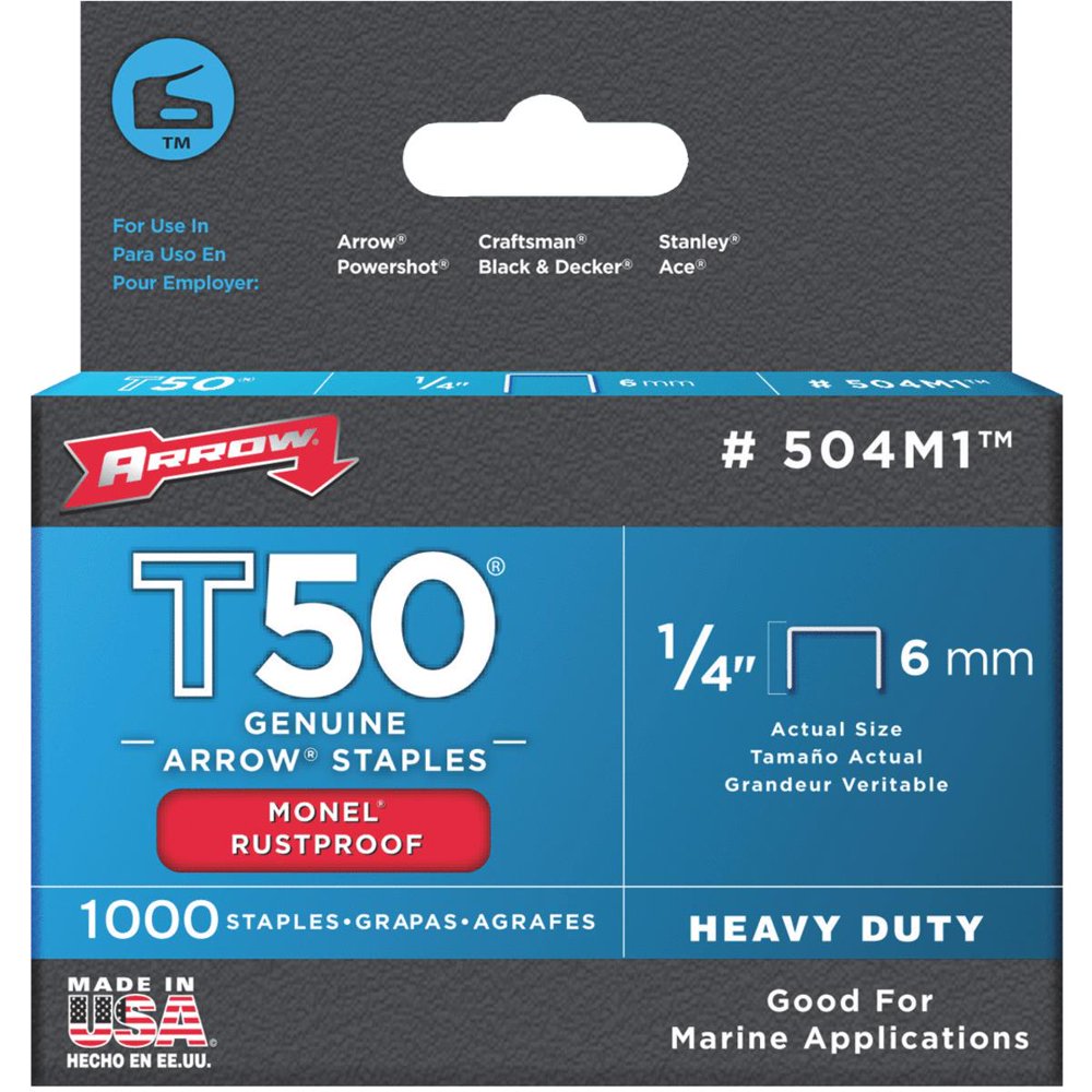 Fastener 504M1 1/4" T50 Monel Staples