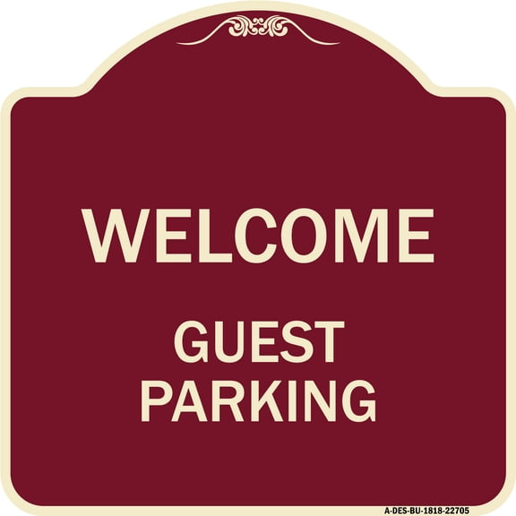 SignMission Designer Series Sign - Welcome Guest Parking | Burgundy 18" X 18" Heavy-Gauge Aluminum Architectural Sign | Protect Your Business & Municipality | Made in the USA