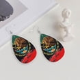 thumbnail image 4 of Faux Leather Teardrop Earrings Mexican Flag Printed Dangle Earrings Lightweight Drop Earrings, 4 of 6