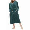 thumbnail image 2 of Womens Robes Plush Fleece Hooded Bathrobe Thick Nightgown with Pockets Sleepwear Robe Green S, 2 of 8