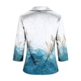 thumbnail image 5 of 3/4 Length Sleeve Womens Tops Satin Vintage Floral Print Shirts Lapel Collar V Neck Blouses Silky Dressy T-Shirt Business Casual Outfits Going Out Tops 2026 Spring Summer Top, 5 of 6