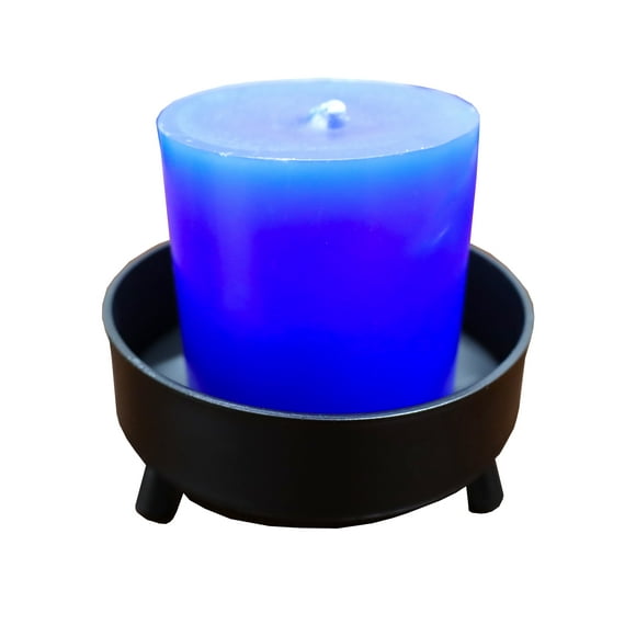 Vela Energética El Bazar Store Salud Física Despertar y Certeza Color Azul Con Base de Acero