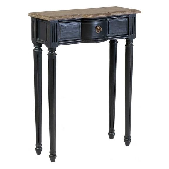 East at Main Traditional Solid Wood 1-Drawer Storage Console Table, Black