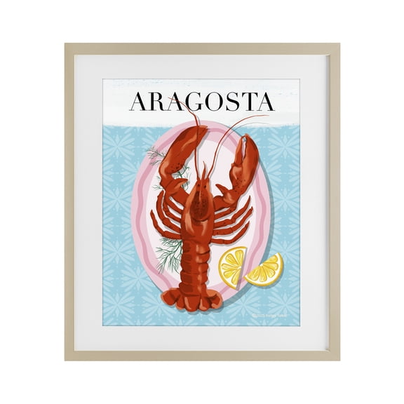 Stupell Industries Aragosta Lobster Dish Birch Framed Print Under Glass, design by Kelley Talent