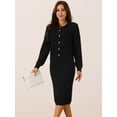 thumbnail image 2 of DARING DIVA Women's Winter Sweater Sets Cardigan and Midi Skirts M Black, 2 of 5