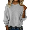 thumbnail image 2 of EchfiProm Womens Gray Sweaters Crewneck Plus Size Pullover Casual Long Sleeve Winter Outfits for Adults, 2 of 4
