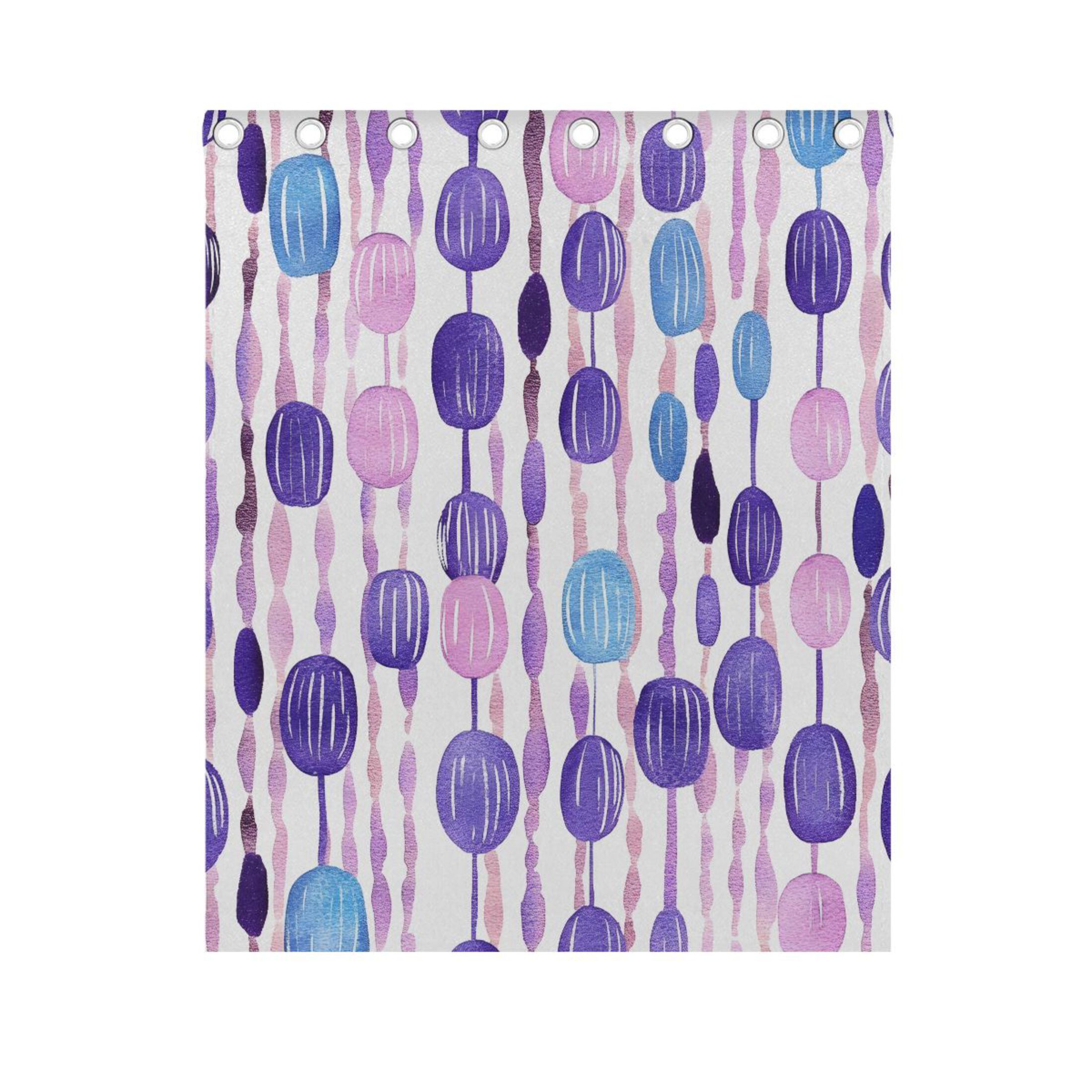 Purple and Blue Bead Pattern Thermal Blackout Curtains 63x55 Inch 2 Panels Grommet Window Drapes for Bedroom Living Room