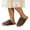 Brown, variant on Samdudou House Slippers for Women Fuzzy Striped Pattern Closed Toe Slip On Plush Warm Indoor Bedroom Flat Footwear for Daily Home Lounging