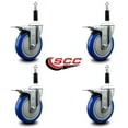 thumbnail image 2 of 5 Inch Blue Poly Swivel 7/8 Inch Expanding Stem Caster Set Total Lock Brake, 2 of 2