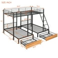 thumbnail image 2 of Harper & Bright Designs Full Over Twin & Twin Bunk Bed Frame for Bedroom, Metal Triple Bunk Bed with Drawers and Guardrails, Black, 2 of 12