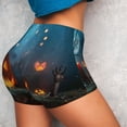 thumbnail image 4 of Logiee Spooky Halloween Print Women's Biker Shorts,Workout Gym Shorts,Scrunch Shorts,Tummy Control Hidden Scrunch Running Yoga Shorts-Medium, 4 of 8
