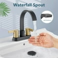 thumbnail image 3 of Bathroom Faucets for Sink 3 Hole,4 Inch Centerset Waterfall Faucet 2 Handle for Bathroom Sink with Pop-Up Drain and Supply Lines Matte Black and Brushed Gold, 3 of 16