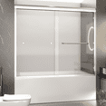thumbnail image 2 of Bathtub Shower Door Semi-Frameless Double Sliding Tub Door 56"-60"Wx58" H Waterproof Bathroom Shower Door 1/4" (6mm) SGCC Tempered Glass With Explosion-Proof Film, 2 of 9