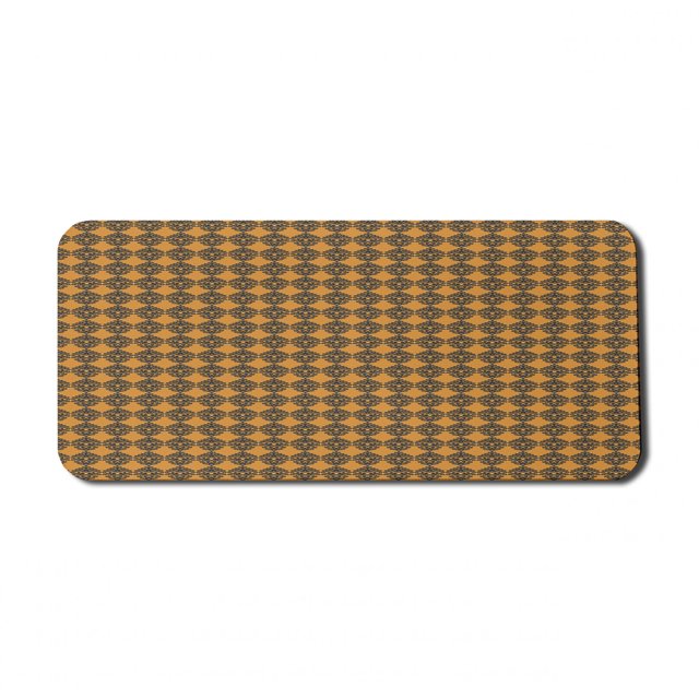 Ethnic Computer Mouse Pad, Middle Eastern Talavera Pattern Folk Art Oriental Style Composition, Rectangle Non-Slip Rubber Mousepad X-Large, 35" x 15", Apricot Dark Night Blue, by Ambesonne