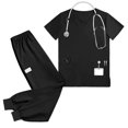 thumbnail image 2 of Summer 2 Piece Sets,Scrubs for Women Set Stretch Fit Scrub Top & Jogger Pants Medical Nurse Uniforms Set Multi Pocket, 2 of 5