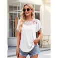 thumbnail image 5 of Women'S Short Sleeve Shirts Dressy Lace Summer Tops 2025 Spring Trendy Casual T-Shirts Cute Work Outfits Blouses White L, 5 of 8