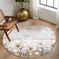 thumbnail image 3 of Round Area Rug 6 Ft, Vintages Flowers Washable Non-Slip Circle Carpet for Living Room/Bedroom, Country Farmhouse Retro Botanical Floral Low-Profile Indoor Mats Collection Rugs for Residential, 3 of 7