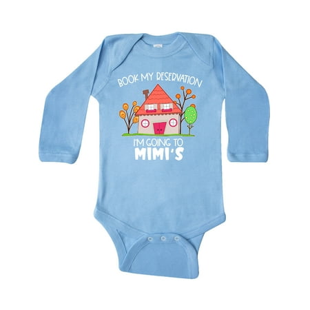 

Inktastic Book my Reservation! I m Going To Mimi s- House Gift Baby Boy or Baby Girl Long Sleeve Bodysuit