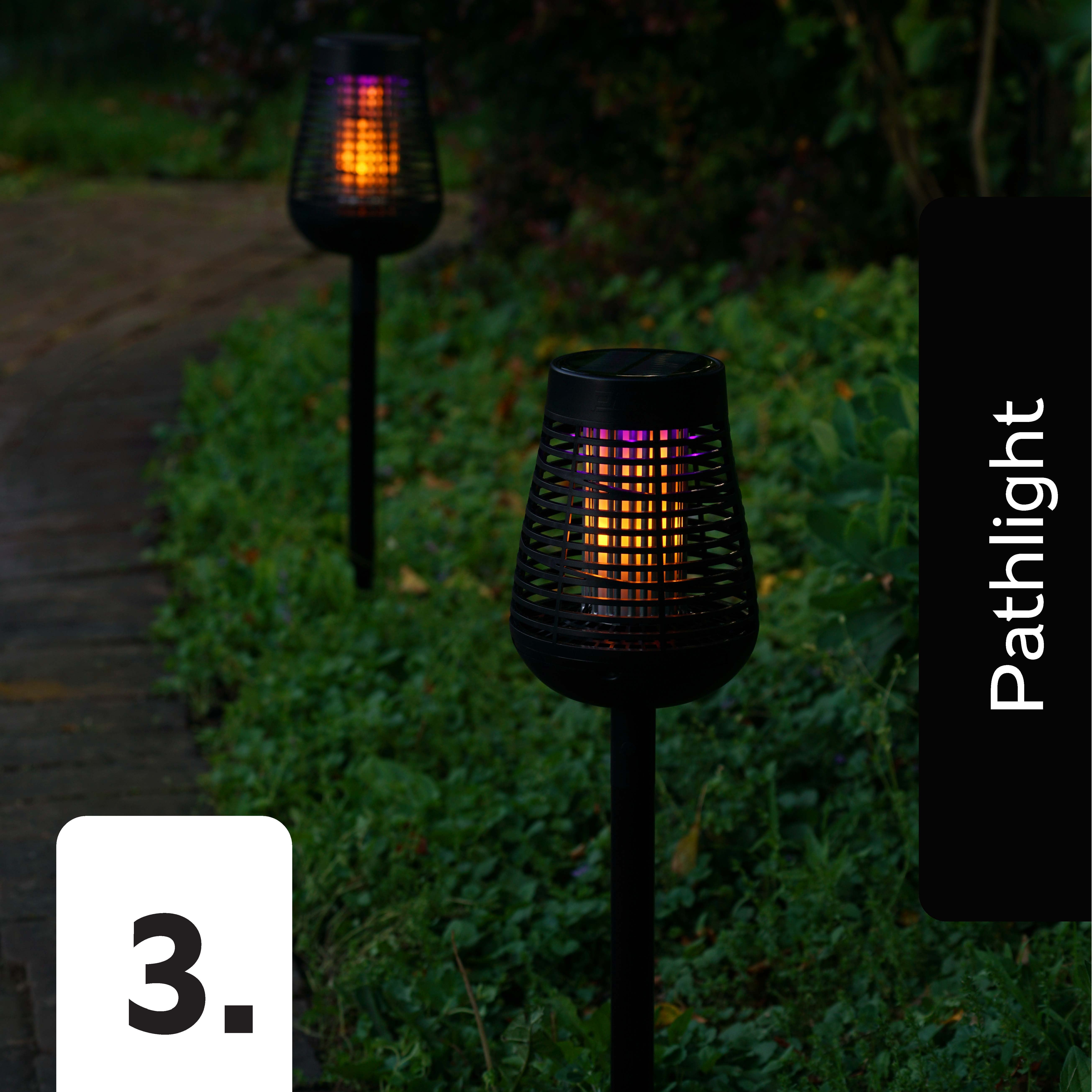 PIC Solar Insect Killer Torch with LED Flame Effect, Black Torch, Area Bug Zapper