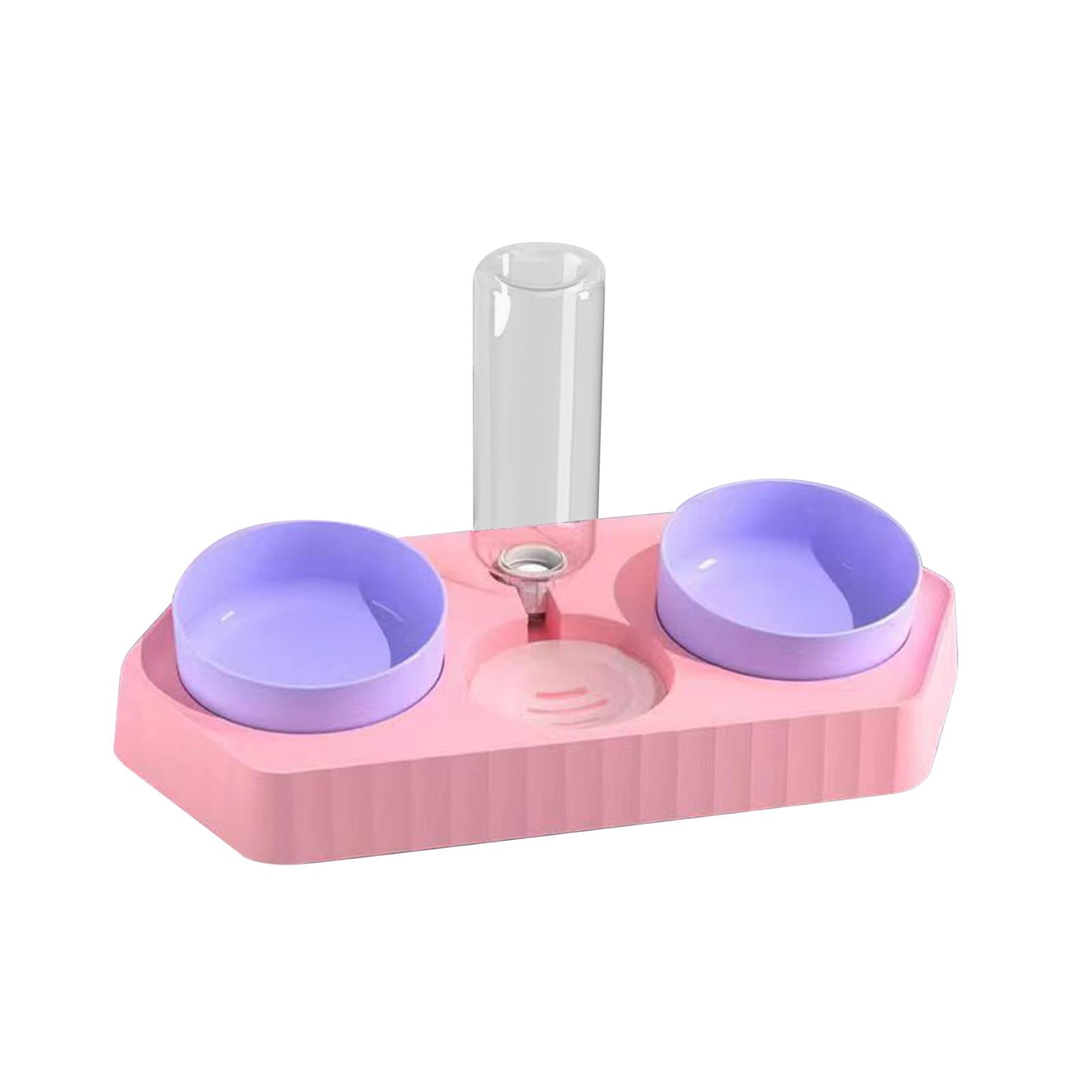 Bvdfgk Dot Bowls Drink Fountain Cat Food Dishes Pet Feeding Station Detachable Non Slip three pink