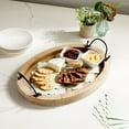 thumbnail image 3 of Farmlyn Creek Serving Tray for Coffee Table Decor - 15.8" x 10.8" x 1.3", Oval, Wood Color, Rustic - Decorative Wooden Tray with Handles - Farmhouse Table Decor, 3 of 10