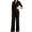 Black, variant on Womens Suit 2 Piece Set Business Casual Dressy V Neck Wrap Belted Blazer Jacket Wide Leg Pants Sets Elegant Trendy Fall Loose Fit Solid Color Outfits Daily Office Travel Outfits