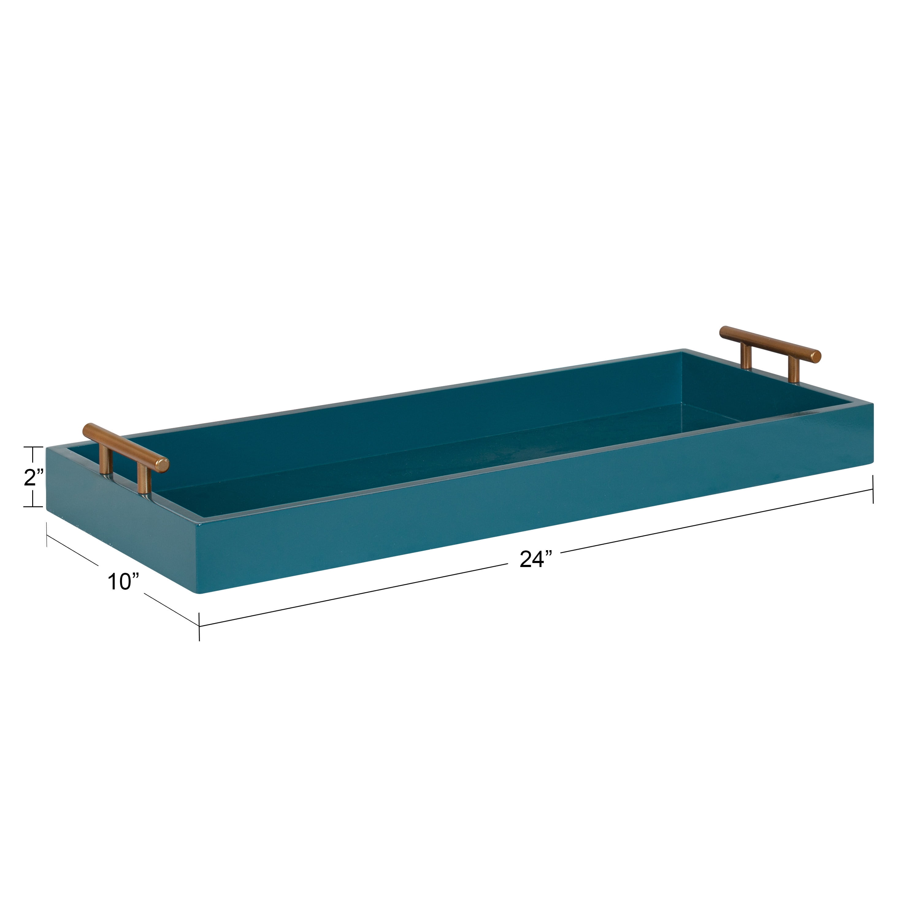 Kate and Laurel Lipton Modern Narrow Tray, 10 x 24, Teal, Midcentury Serving Tray for Storage and Display