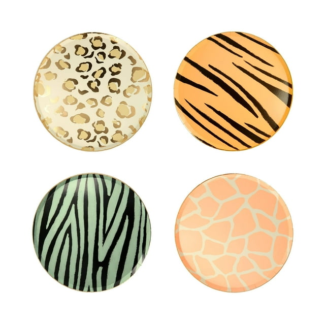 Platos laterales Meri Meri Safari Animal Print de 21 cm, paquete de 8