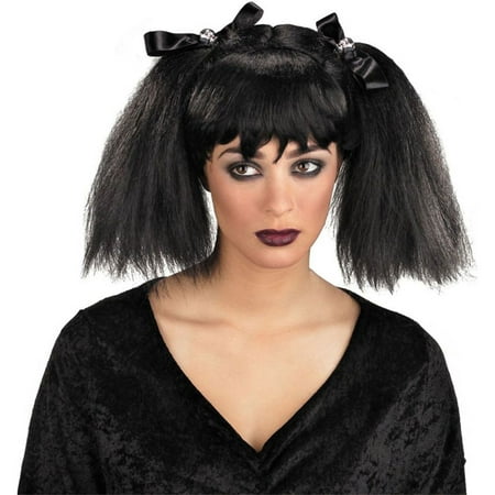 Morris Costume Womens Gothic Punk Club Black Dead Pigtails Wig Black, Style DG14492