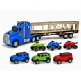 thumbnail image 4 of Friction Powered Toy Car Carrier Truck, 23 Inch Transport Trailer with 6 Mini Vehicles, Lights, Sounds, Opening Rear Door, Detachable Trailer, 4 of 9