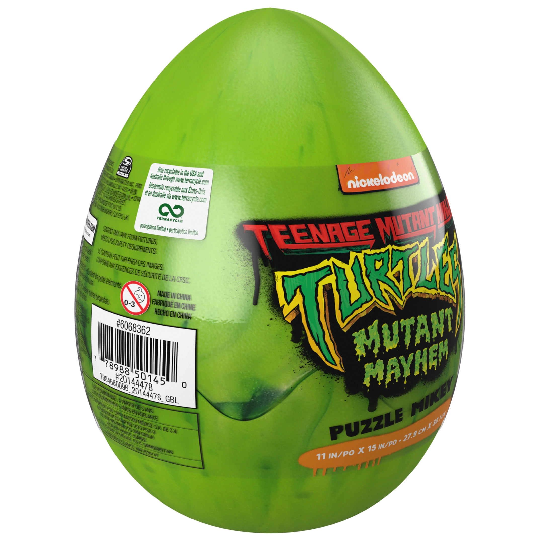 Teenage Mutant Ninja Turtles 100-Piece Mikey Puzzle in Egg Package | Michelangelo Mutant Mayhem Movie | Ninja Turtles Toys | Puzzles for Kids Ages 4-8