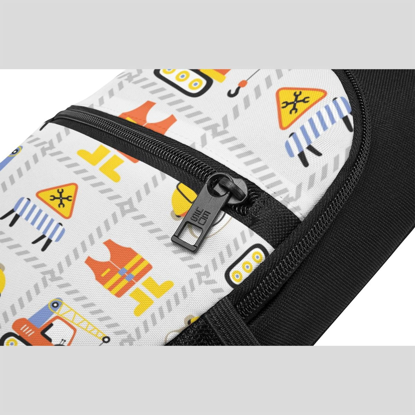 Xecao's Construction Equipments Worker Print Sling Bag: A Versatile Chest, Shoulder, and Crossbody Backpack for Casual Days Out, Perfect for Both Men and Women