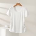 thumbnail image 2 of hlysgo Womens Comfy Lightweight Shirt Running Workout Swim Basic Short Sleeve Crewneck Sun T-Shirt White,L, 2 of 5